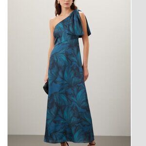 Sachin & Babi Size 2 Floral Chelsea One-Shoulder Cocktail Gown Dress Flaw